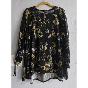 Zac Rachel Women 1X New,Paisley Tunic Top Relaxed Fit Colorful,23.5 Inch Of Arm